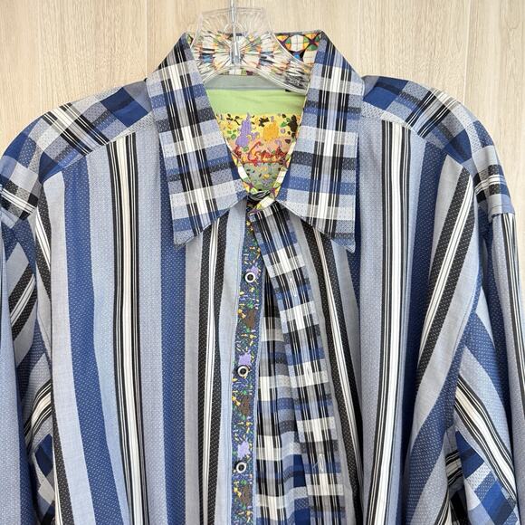 ROBERT GRAHAM Shirt Men’s XL METROPOLIS BIG CITY Contrasting Collar Cuffs - Picture 11 of 16